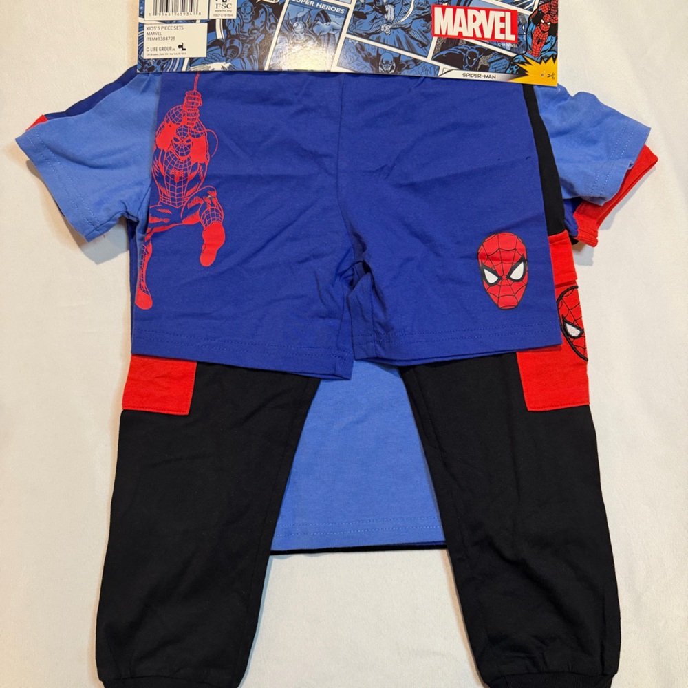 Marvel Spider-Man Kids five piece clothing set - Black, Blue, and Red - Picture 5 of 9